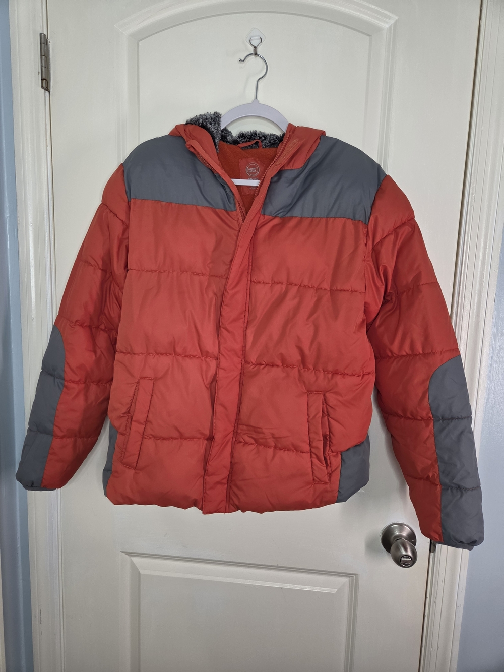 Wonder Nation Kids Orange and Gray Puffer Jacket Sz XXL-18